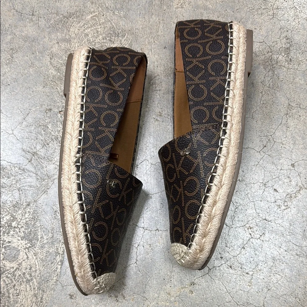 *Calvin Klein Brown Espadrille Slip-On Shoes
